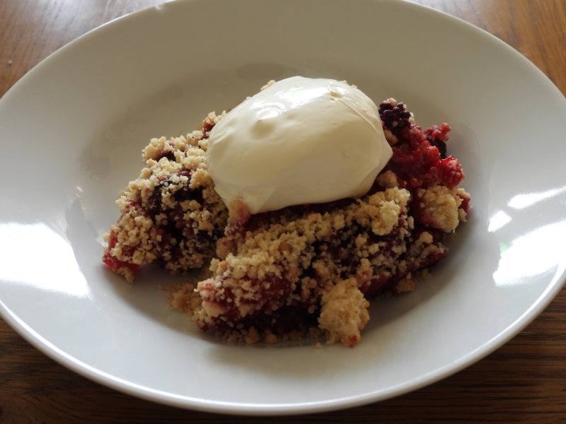 Blackberry and apple crumble