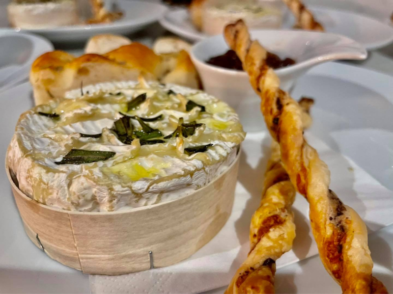 Camembert with pecorino and olive twisted straws