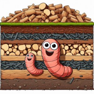 Happy worms under woodchips