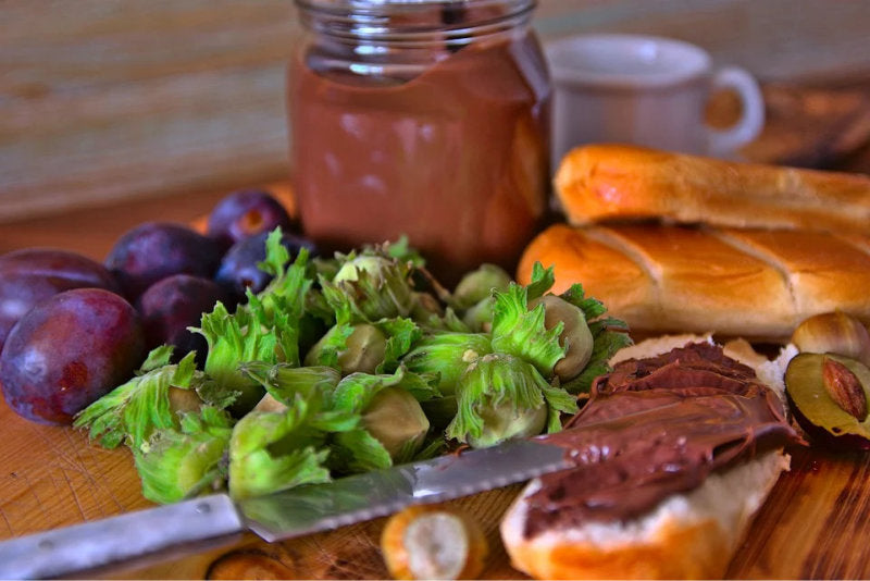 Foraged nuts with homemade chocolate spread