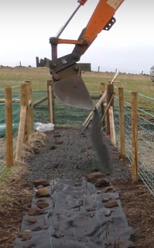 use-gravel-to weigh-down mulch fabric